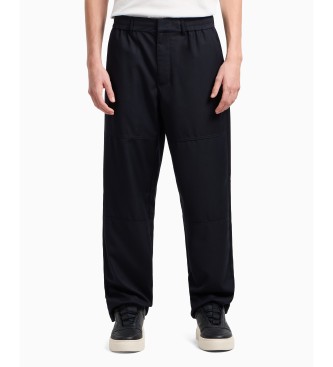 Armani Exchange Najlonske hlače Chino v mornariški barvi