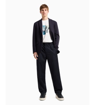 Armani Exchange Najlonske hlače Chino v mornariški barvi