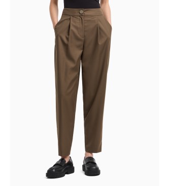 Armani Exchange Pantalon cigarette  plis marron