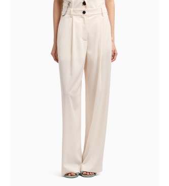 Armani Exchange Pantalon taille haute blanc cru