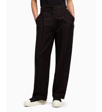 Armani Exchange Medium rise straight leg trousers black