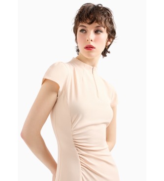 Armani Exchange Sukienka z krepy z beżowym zamkiem