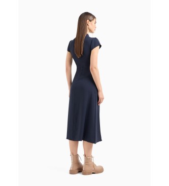 Armani Exchange Kleid aus Krepp mit marineblauem Reiverschluss
