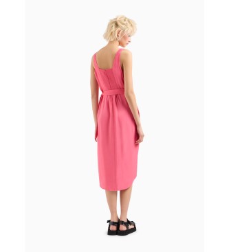 Armani Exchange Vestido rosa sem mangas com embraiagem