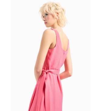 Armani Exchange Vestido rosa sem mangas com embraiagem