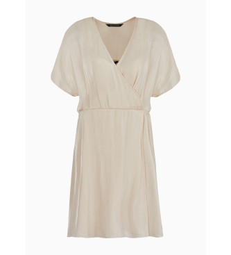 Armani Exchange Beigefarbenes Kleid mit Rschen