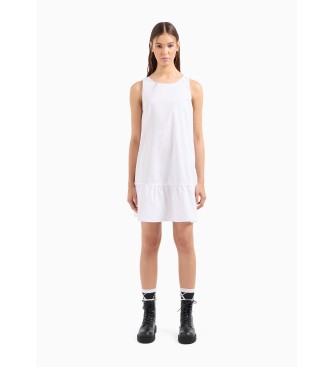 Armani Exchange Sukienka z falbanami biała