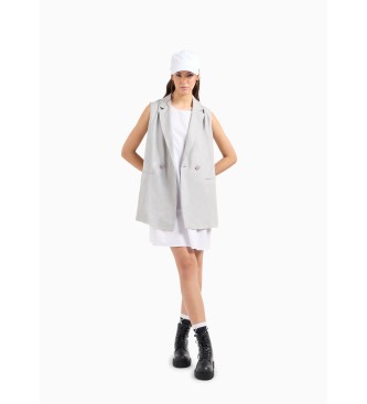 Armani Exchange Sukienka z falbanami biała
