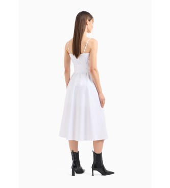 Armani Exchange Biała sukienka z kokardą