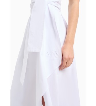 Armani Exchange Biała sukienka z kokardą
