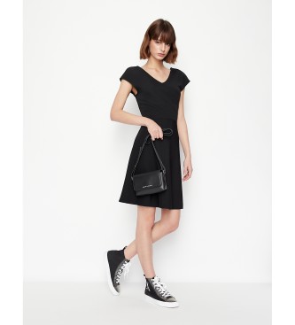 Armani Exchange Kleid mit V-Ausschnitt schwarz