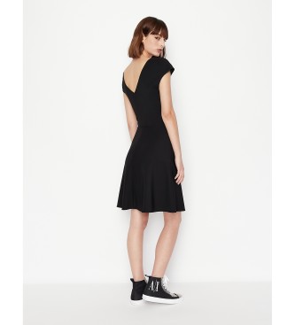 Armani Exchange Kleid mit V-Ausschnitt schwarz