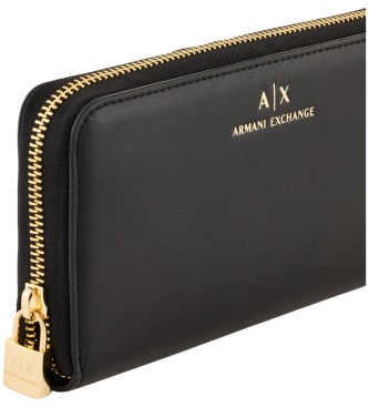 Armani Exchange Porta-moedas preto com fecho em forma de cadeado