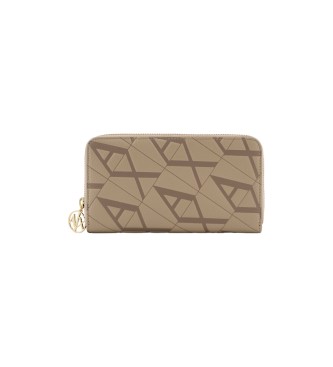 Armani Exchange Beige logo coin purse