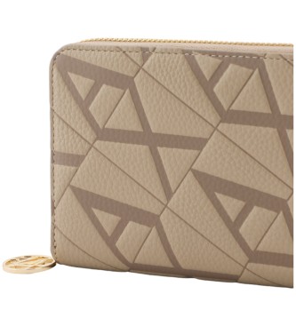 Armani Exchange Beige logo coin purse