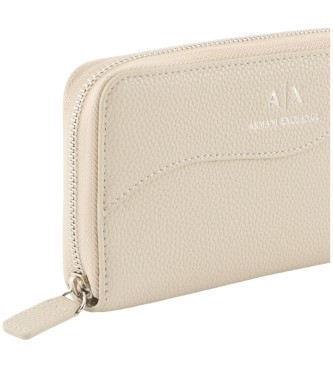 Armani Exchange Beige logo coin purse