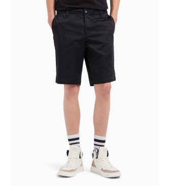 Armani Exchange Bermudashorts i sort satin med stretch