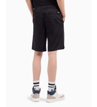 Armani Exchange Black satin stretch Bermuda shorts