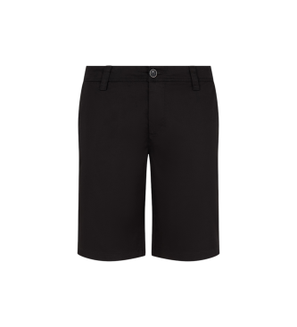 Armani Exchange Black satin stretch Bermuda shorts