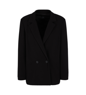 Armani Exchange Blazer doppiopetto con logo ricamato nero