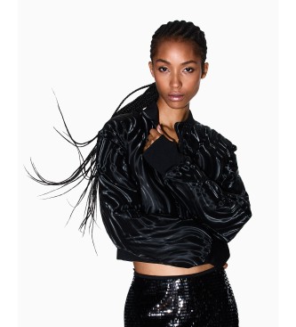 A|X Armani Exchange Kort bomberjacka med pr�glat tryck svart