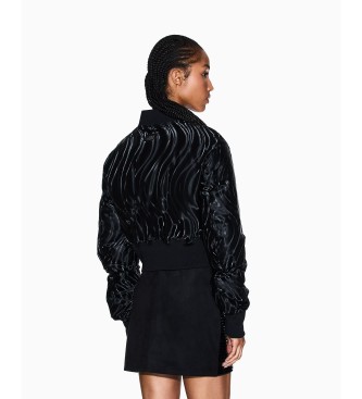 A|X Armani Exchange Kort bomberjacka med pr�glat tryck svart