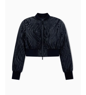 A|X Armani Exchange Kort bomberjacka med pr�glat tryck svart