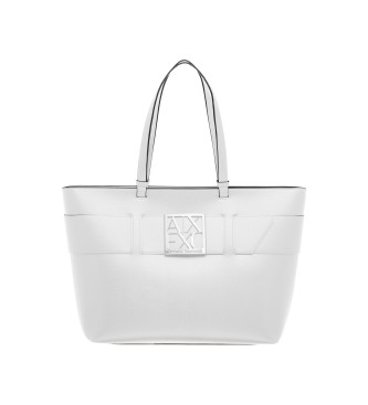 Armani Exchange Textura Shopping Bag white