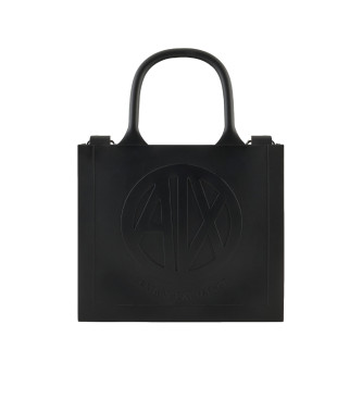Armani Exchange Mleczna torba z wytłoczonym logo, czarna