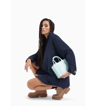 Armani Exchange Melkachtige tas met blauw logo in relif