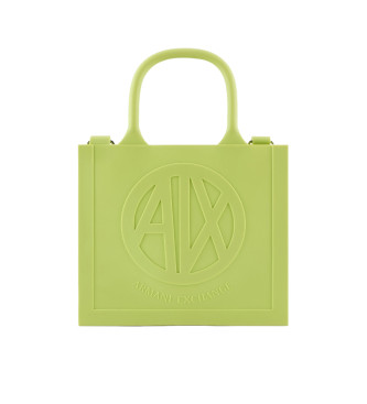 Armani Exchange Melkachtige tas met groen logo in relif