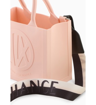 Armani Exchange Różowa torba Milky Bag z wytłoczonym logo