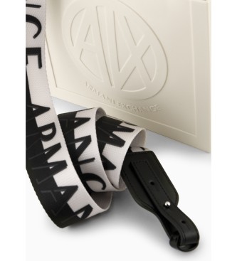 Armani Exchange Bela vrečka Milky Bag z reliefnim logotipom