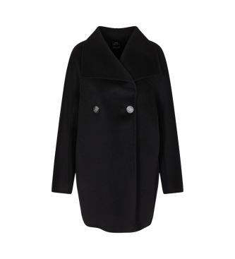 Armani Exchange Schwarzer Caban-Mantel