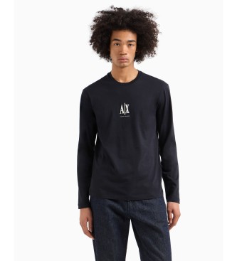 Armani Exchange T-shirt a maniche lunghe blu navy