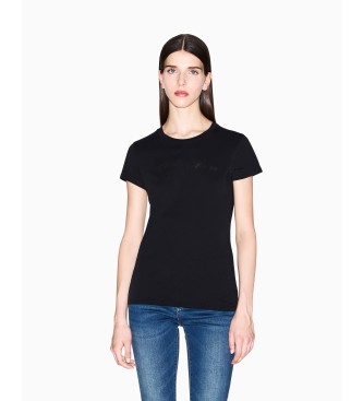 A|X Armani Exchange T-shirt met glanzend logo zwart