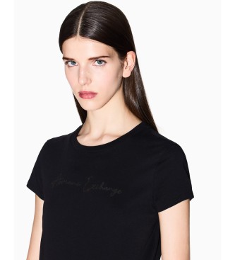 A|X Armani Exchange T-shirt met glanzend logo zwart
