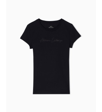 A|X Armani Exchange T-shirt met glanzend logo zwart