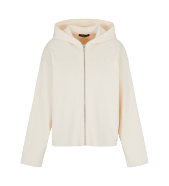 Armani Exchange Cardigan  capuche avec fermeture clair blanc