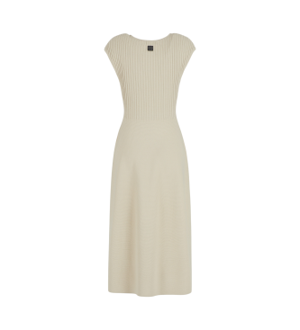 Armani Exchange Vestido midi de malha com corte fit & flare bege