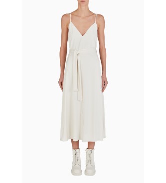 Armani Exchange Vestido branco com decote em V e comprimento midi com comprimento midi branco