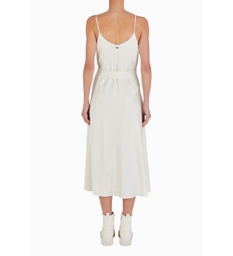 Armani Exchange White midi length V-neck slip dress with white midi length