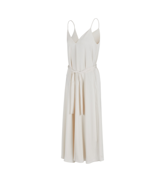 Armani Exchange Vestido tipo slip con escote en V y largo midi blanco