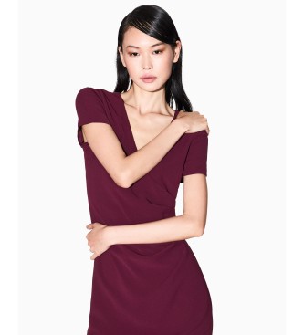 A|X Armani Exchange Maroon midi dress with crossed V-neckline