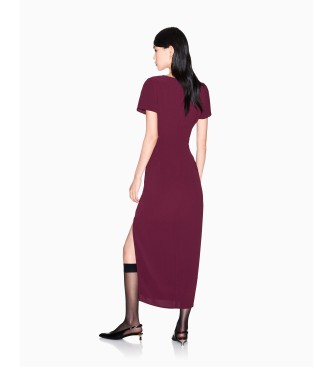 A|X Armani Exchange Maroon midi dress with crossed V-neckline