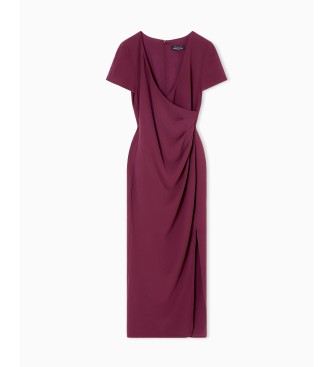 A|X Armani Exchange Maroon midi dress with crossed V-neckline