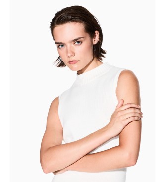 A|X Armani Exchange Bela rebrasta midi obleka