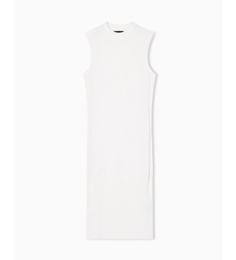 A|X Armani Exchange Bela rebrasta midi obleka