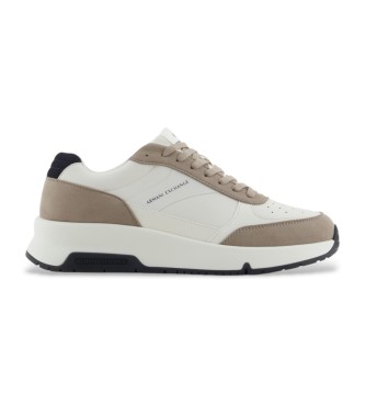 Armani Exchange Sneakers con logo bianco e beige