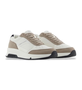 Armani Exchange Sneakers con logo bianco e beige